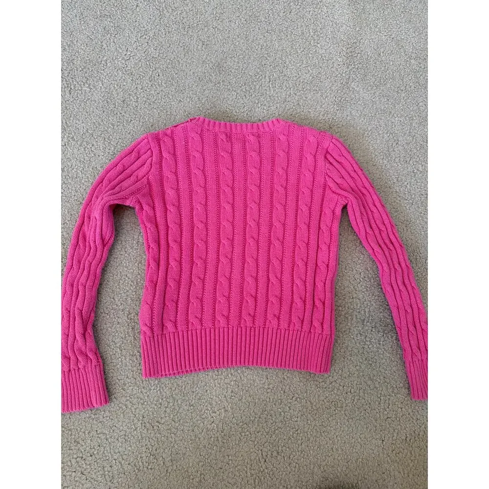 Ralph Lauren Cable Knit Sweater Kids Size 6 Pink Preppy Old Money Classic